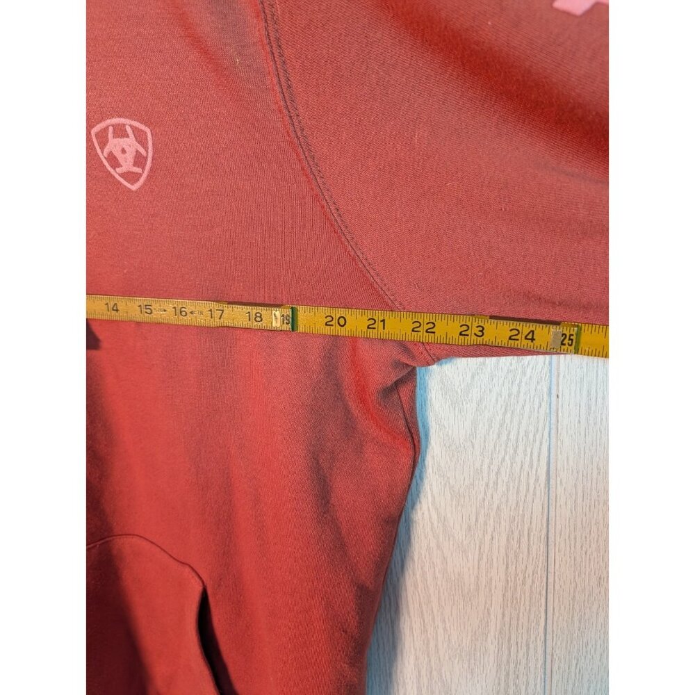 Ariat REAL Hoodie Pullover Sweatshirt Womens Large Orange Sleeve Logo Western - Picture 5 of 7